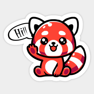 Red panda Says Hi Sticker